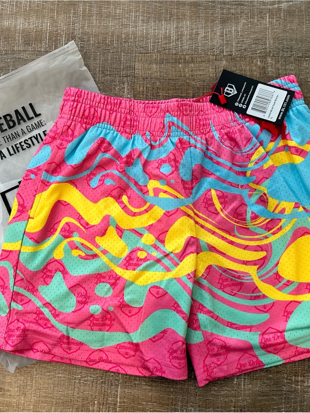 Bright Pink Patterned Kids' Shorts with Aqua & Yellow Accents